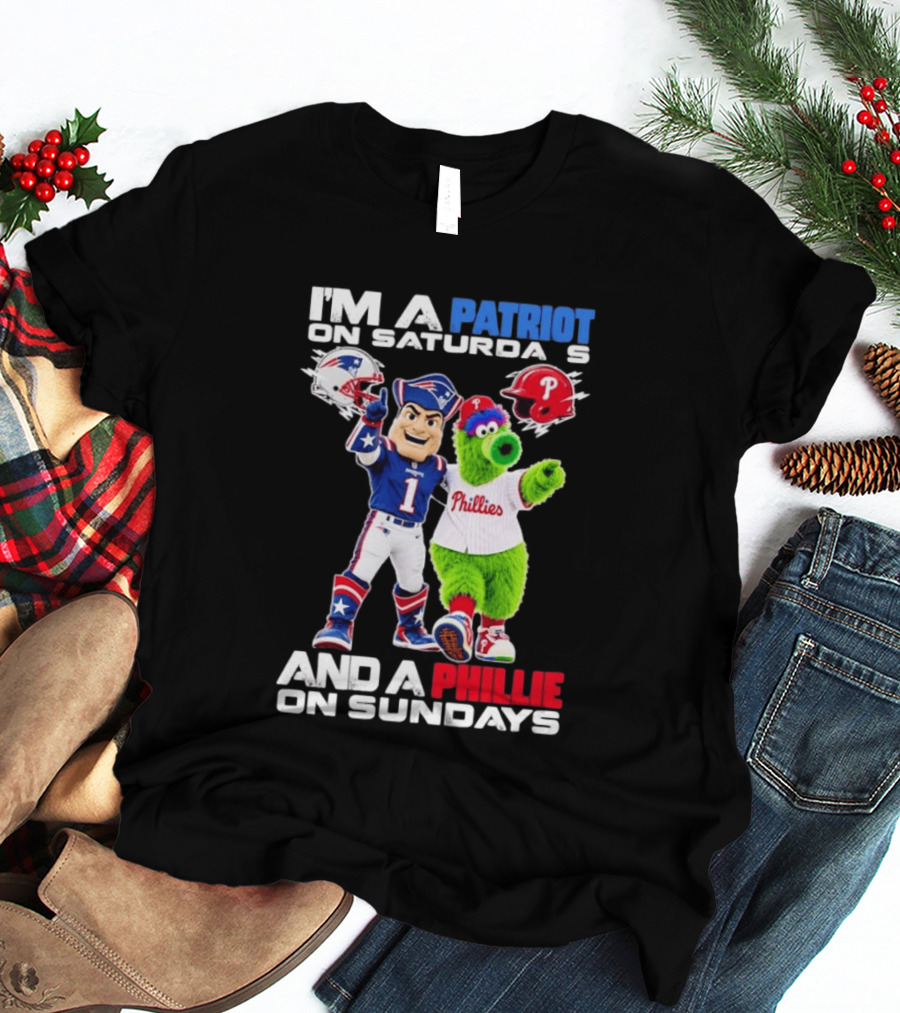 Patriot Saturdays Phillie Sundays Mascots Patriots Phillies T-Shirt