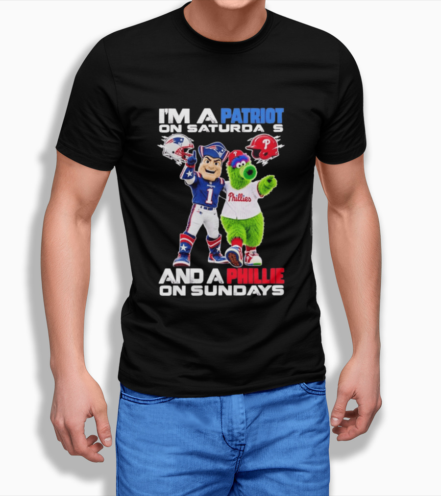 Patriot Saturdays Phillie Sundays Mascots Patriots Phillies T-Shirt