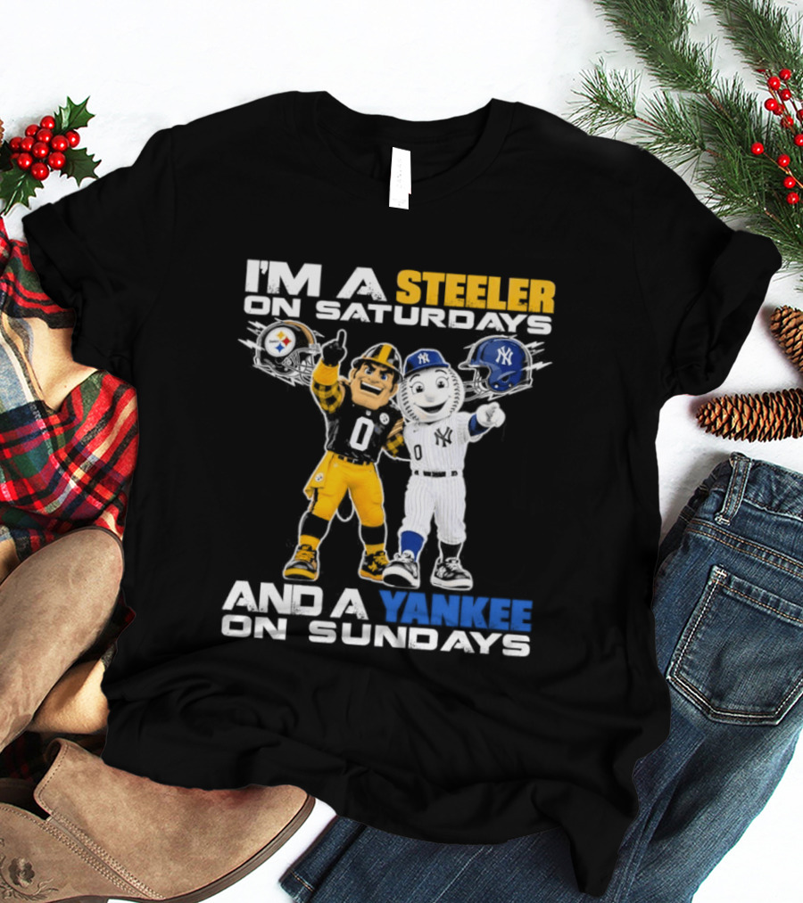 I'm A Steeler On Saturdays And A Yankee On Sundays Football Baseball Mascots T-Shirt