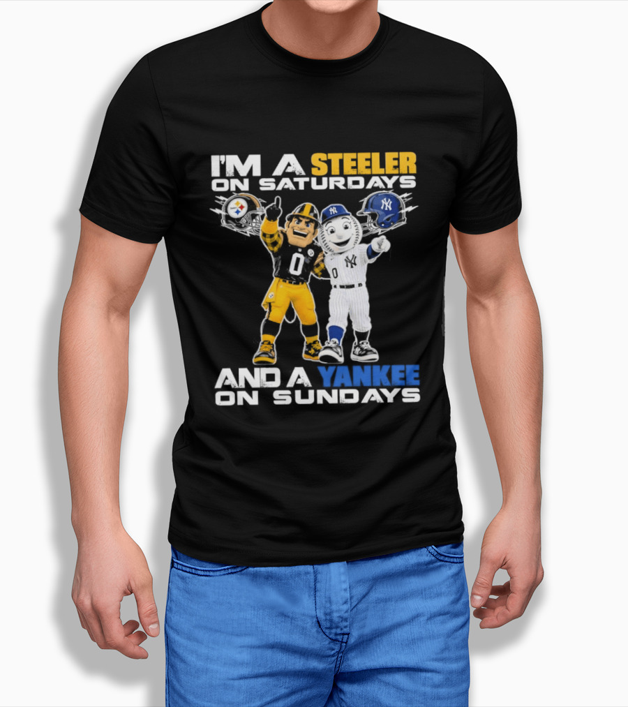 I'm A Steeler On Saturdays And A Yankee On Sundays Football Baseball Mascots T-Shirt