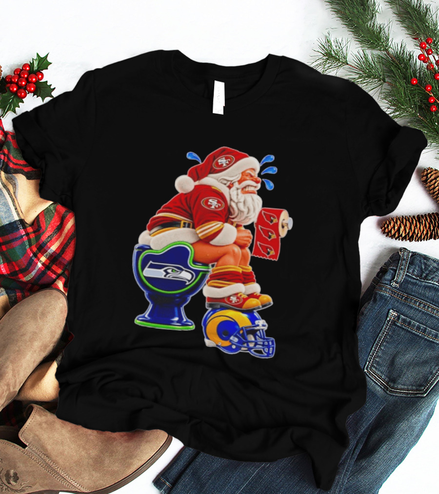 San Francisco 49ers Santa Claus Seahawks Toilet Cardinals Rams Humor T-Shirt