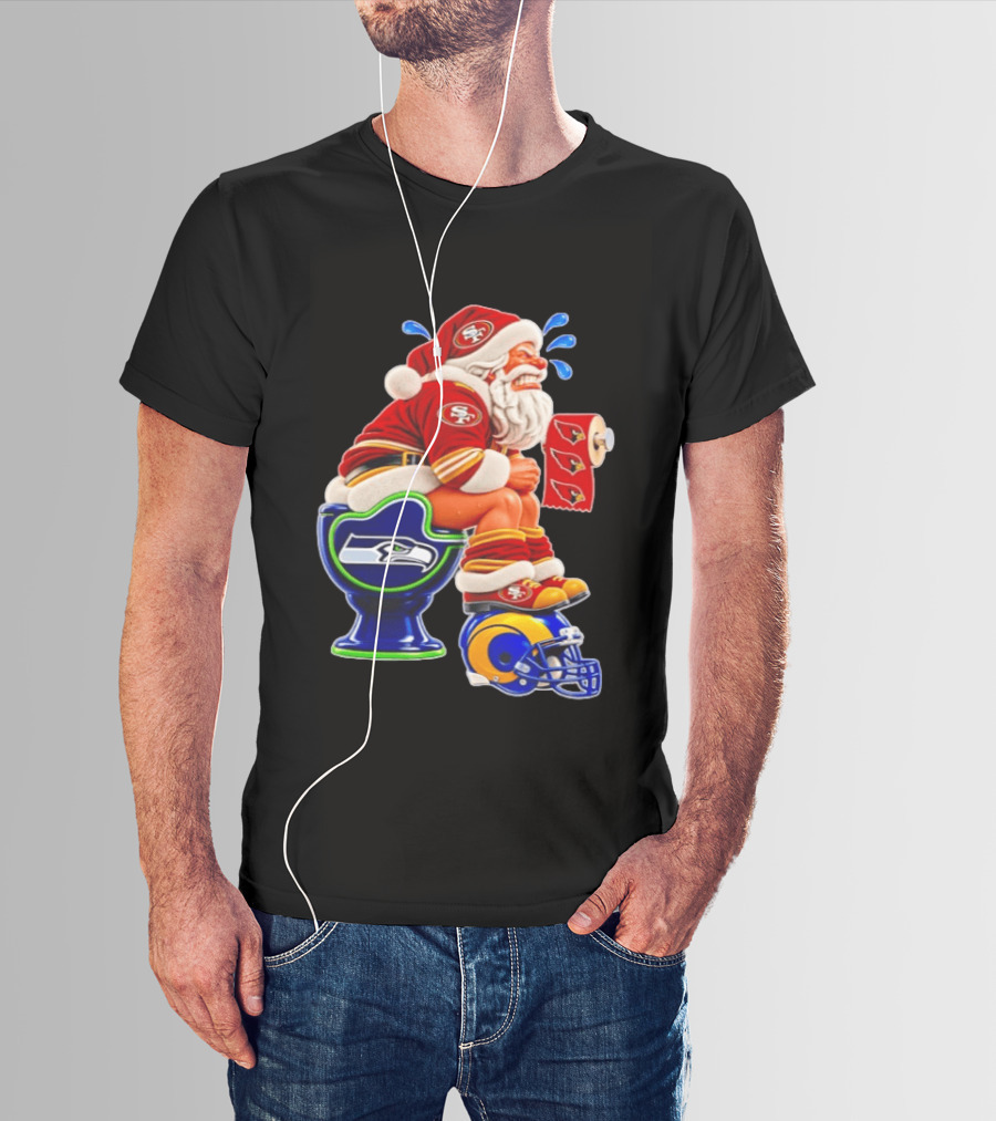 San Francisco 49ers Santa Claus Seahawks Toilet Cardinals Rams Humor T-Shirt