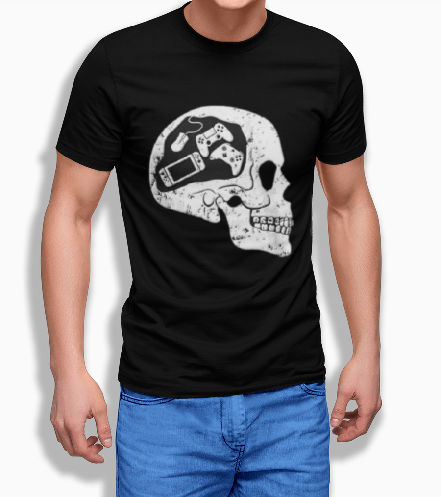 Skull Brain Gaming Controllers Mouse Video Game Lovers T-Shirt