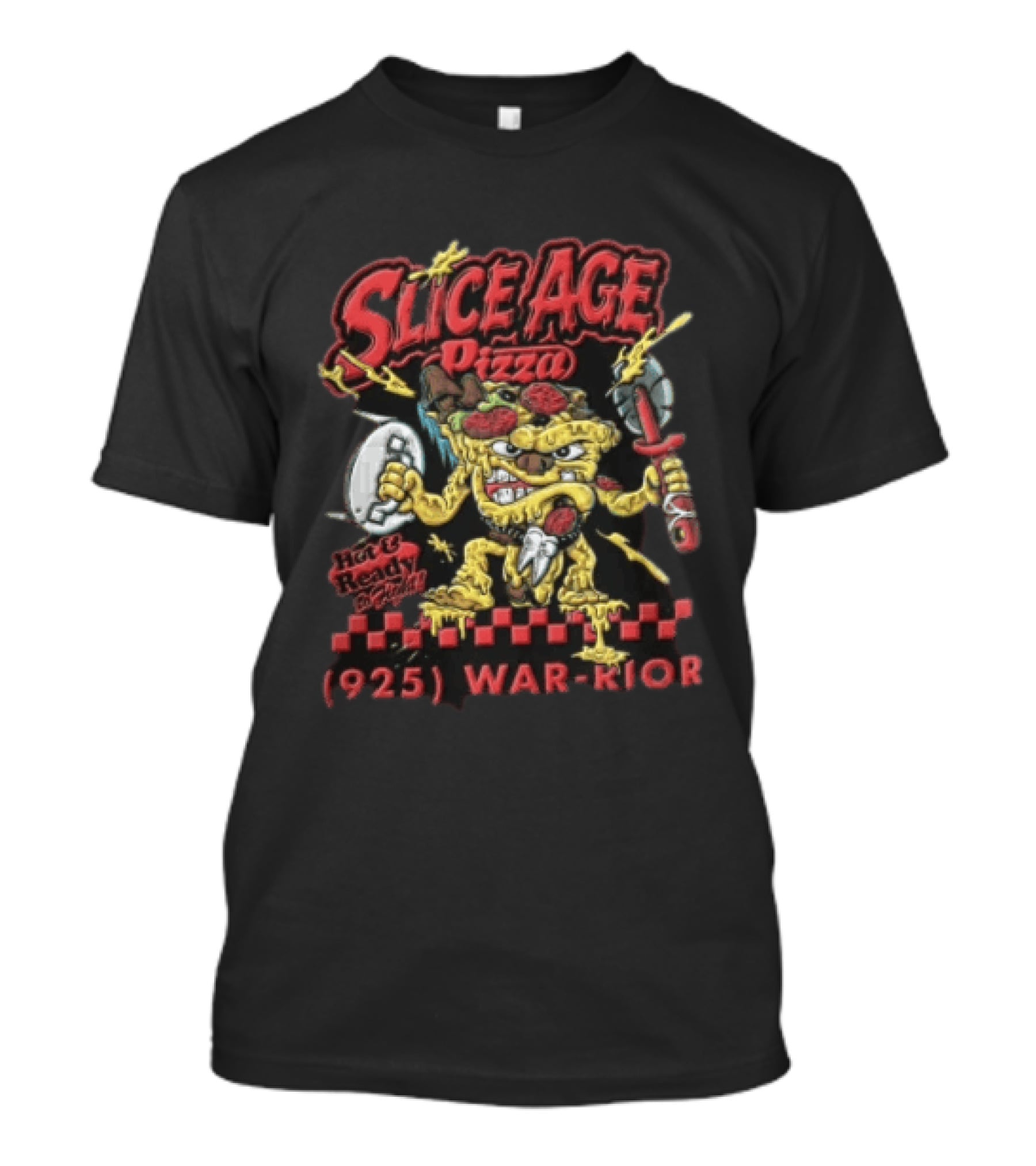 Slice Age Pizza Hot And Ready To Fight 925 War Rior Vintage Style Pizza Warrior T-Shirt