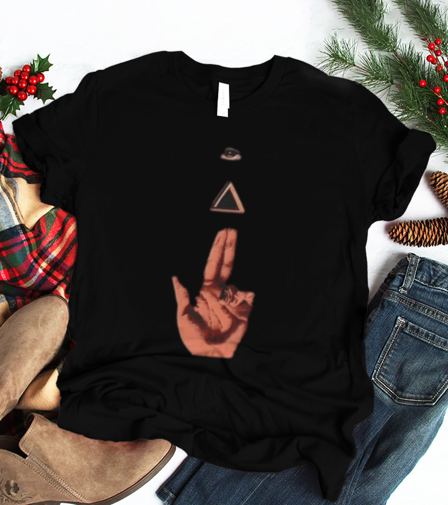 Hand Making Gun Gesture With Pyramid Eye T-Shirt
