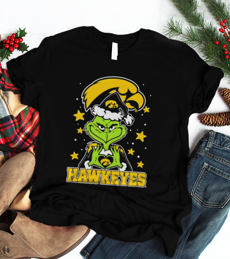 Iowa Hawkeyes Grinch Christmas NCAA Fan Gear T-Shirt