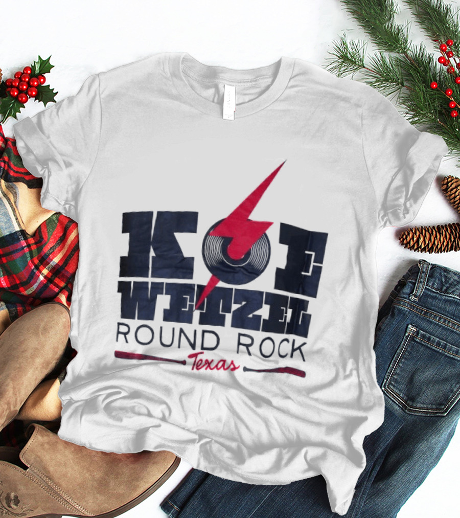 Koe Wetzel Round Rock Texas Red Lightning Bolt And Record T-Shirt