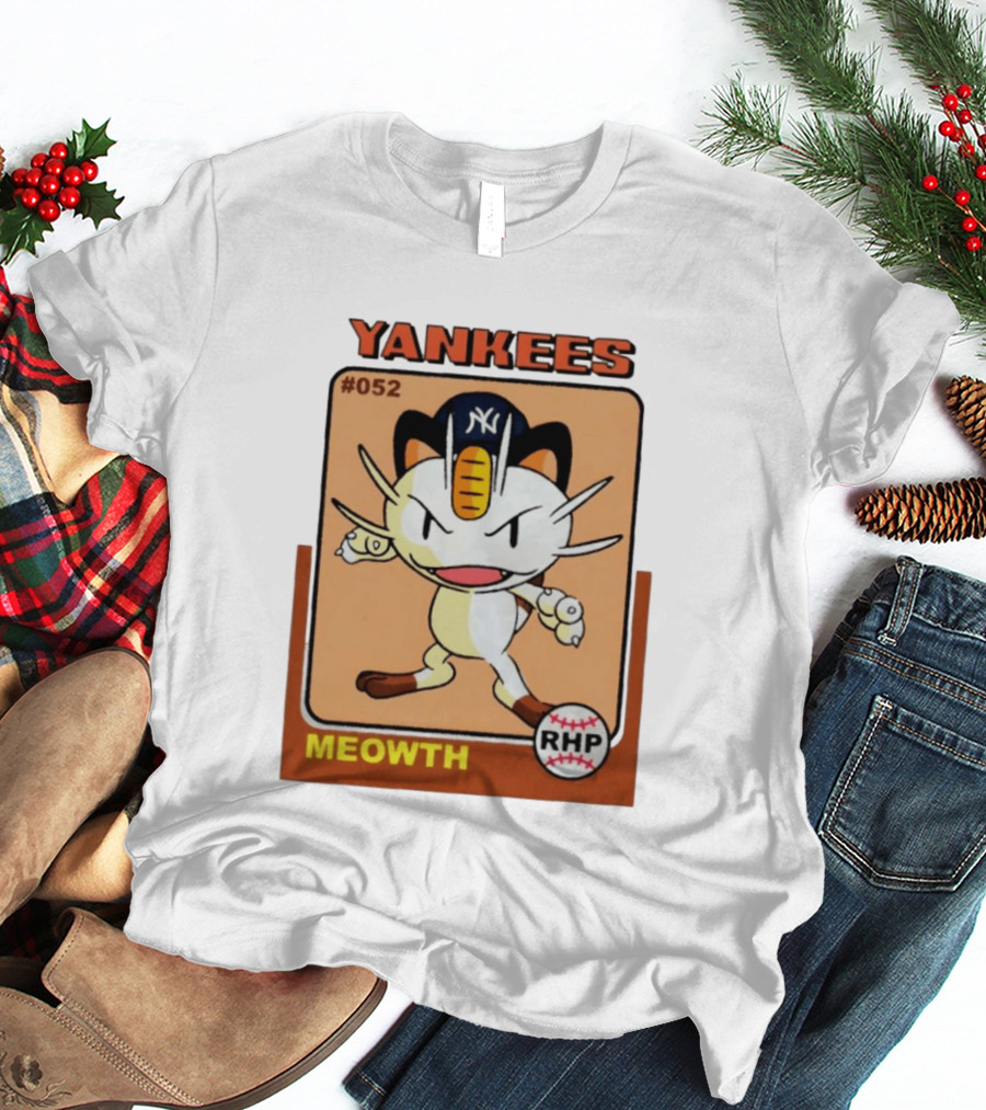 Yankees Meowth #052 RHP Baseball Card T-Shirt