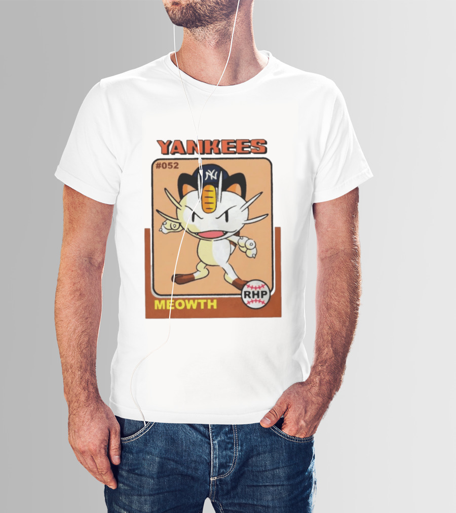 Yankees Meowth #052 RHP Baseball Card T-Shirt