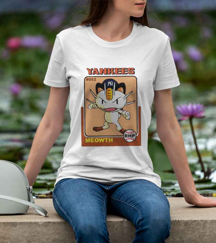 Yankees Meowth #052 RHP Baseball Card T-Shirt
