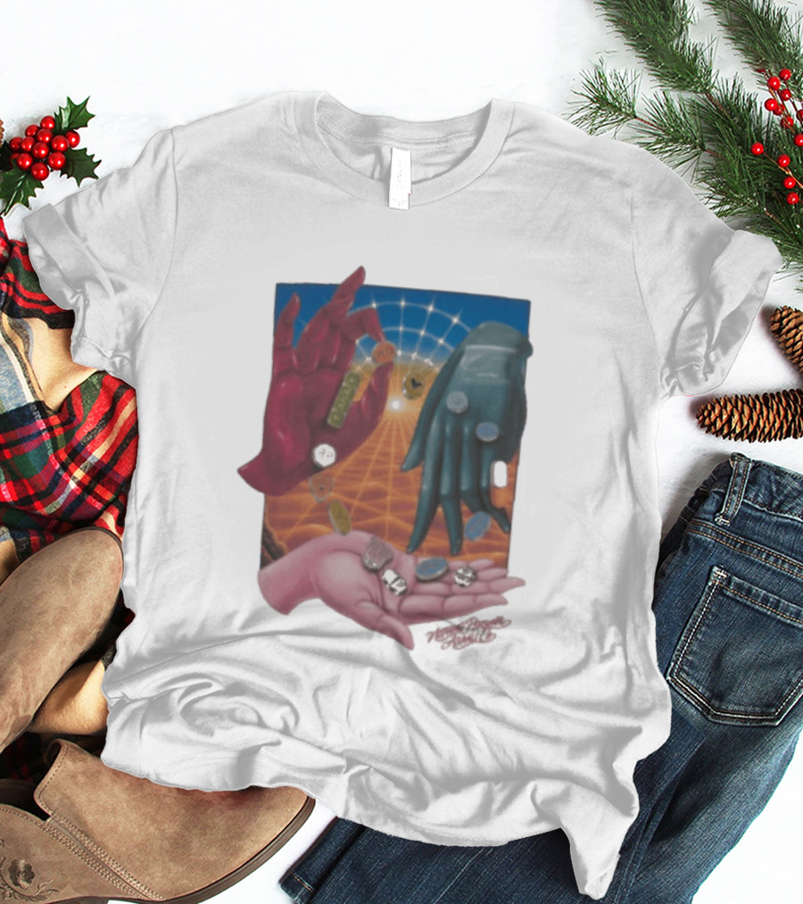 Nothing Personal X Asaali Surreal Hands With Coins And Geometric Grid T-Shirt
