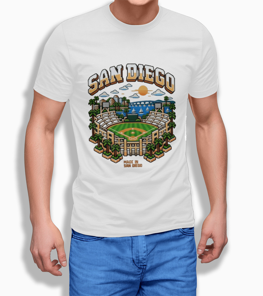 San Diego Pixel Art Petco Park Skyline Made In San Diego T-Shirt