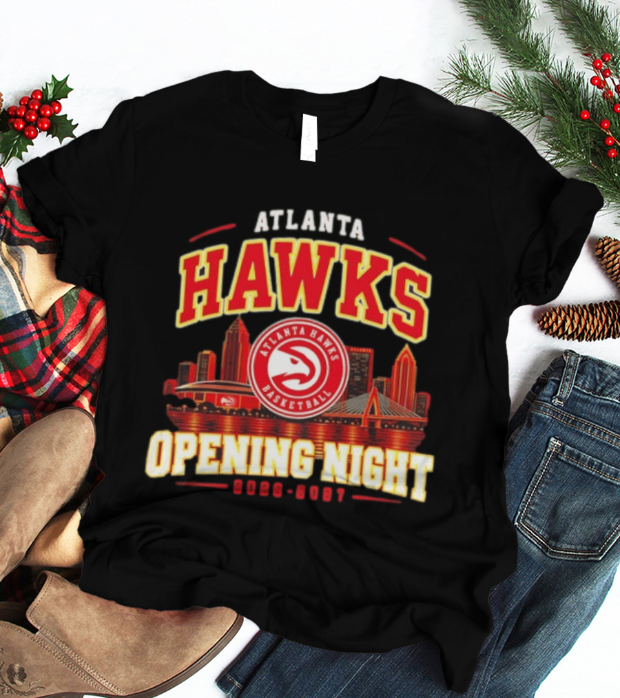 Atlanta Hawks Opening Night 2026 2027 Skyline Basketball T-Shirt