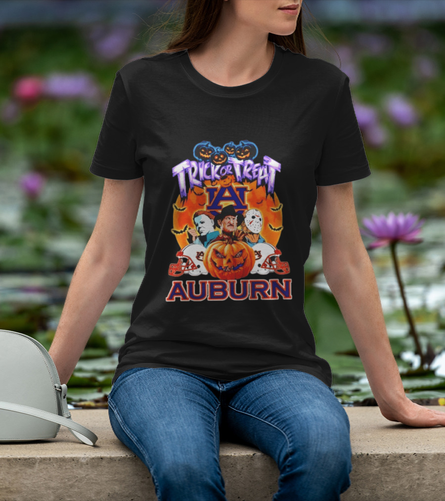 Auburn Tigers Halloween Trick Or Treat Horror Characters 2026 T-Shirt