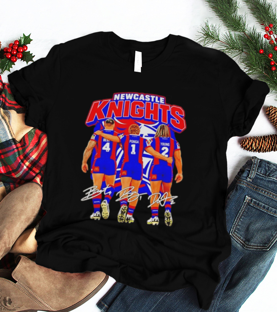 Newcastle Knights Best Ponga Young Football Signatures T-Shirt