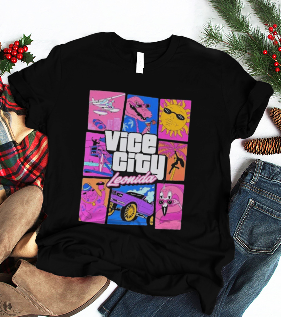 Vice City Leonida Sun Shades Crocodile Pink Car T-Shirt