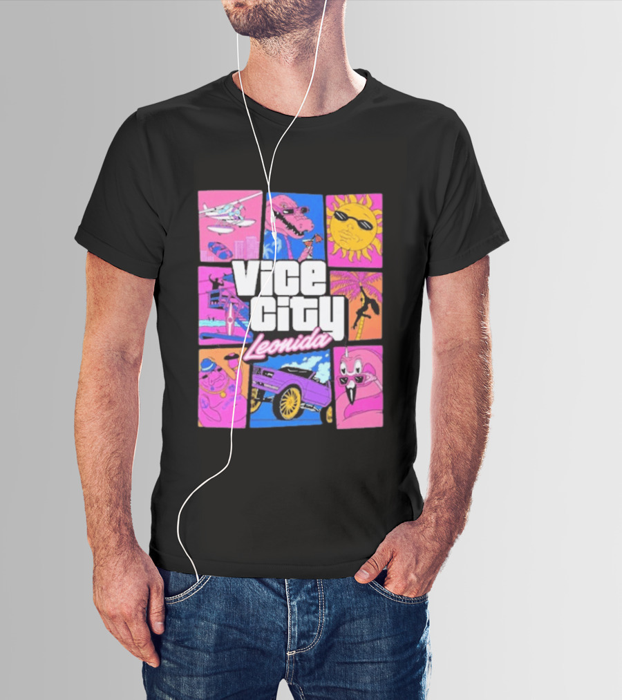 Vice City Leonida Sun Shades Crocodile Pink Car T-Shirt