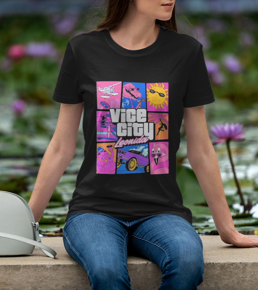 Vice City Leonida Sun Shades Crocodile Pink Car T-Shirt