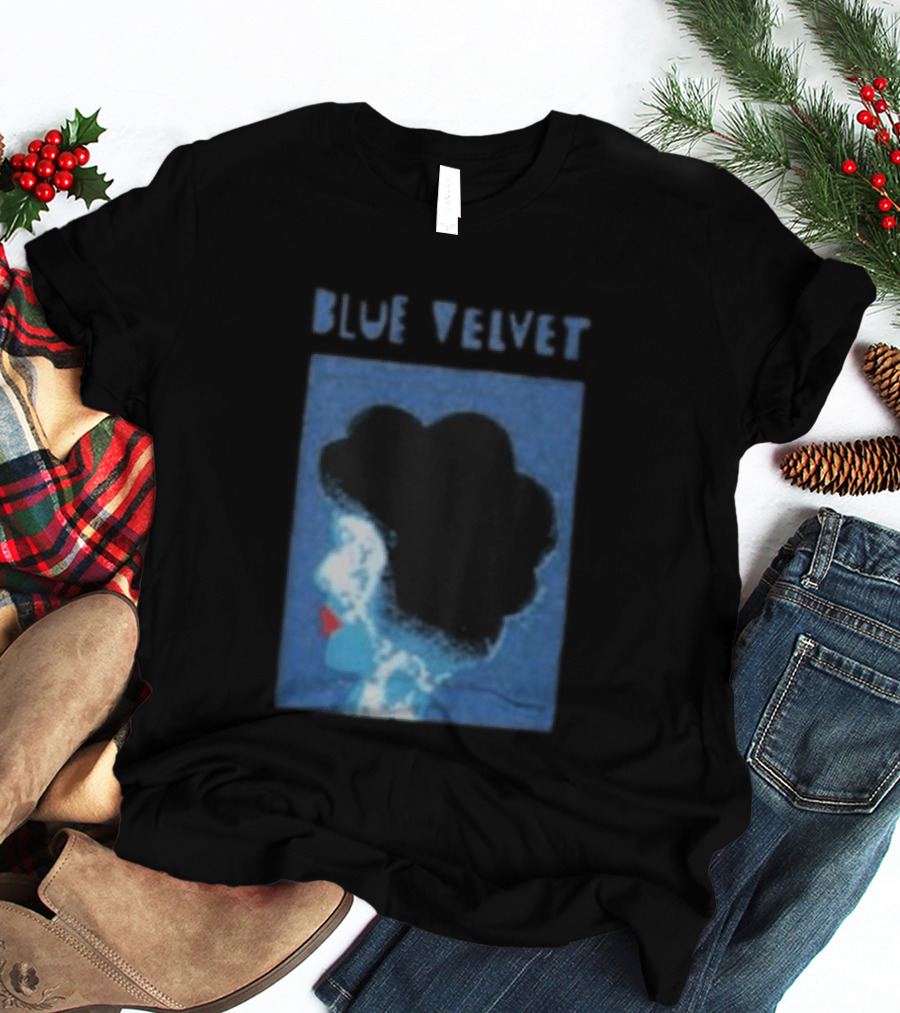 Blue Velvet Afro Silhouette Red Lips T-Shirt