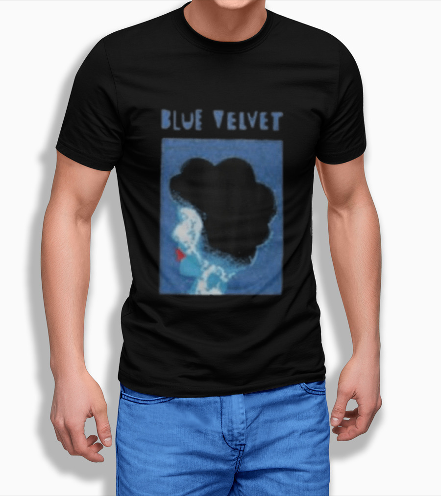 Blue Velvet Afro Silhouette Red Lips T-Shirt