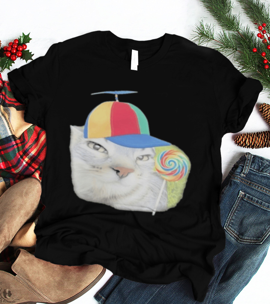 Silly Kitty Cat Candy Rainbow Cap Lollipop T-Shirt