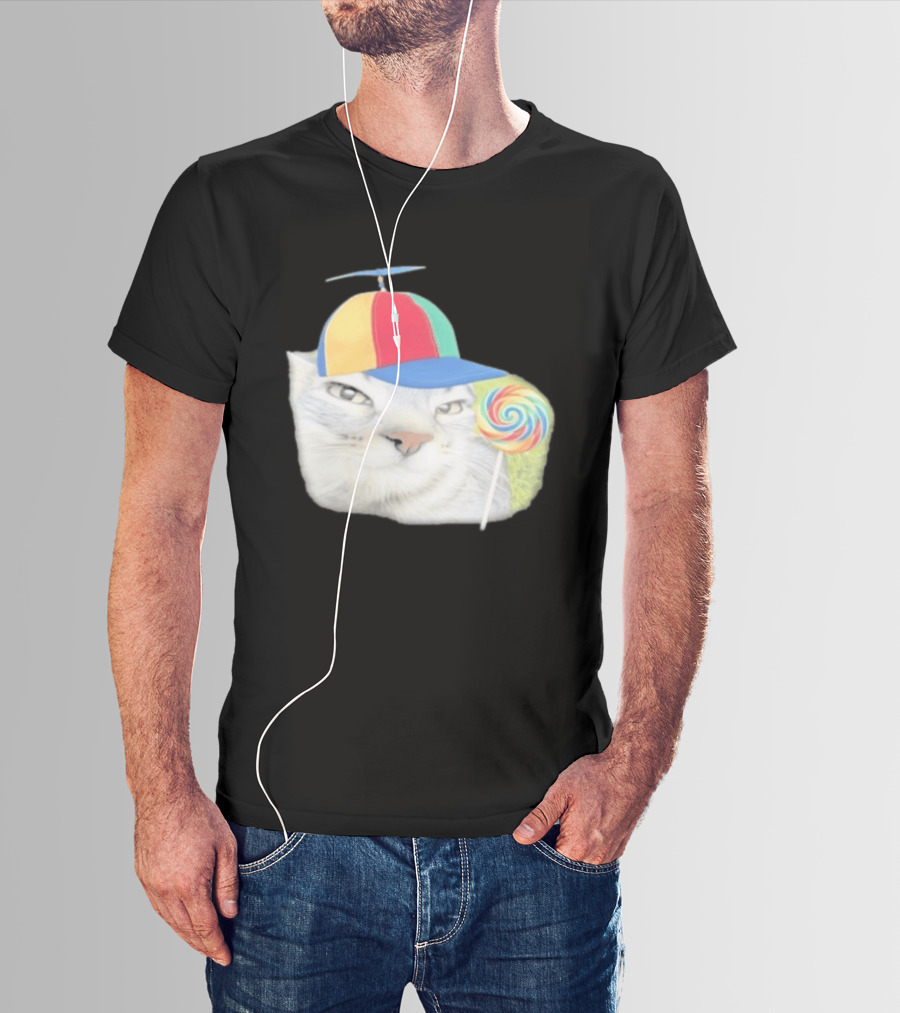 Silly Kitty Cat Candy Rainbow Cap Lollipop T-Shirt