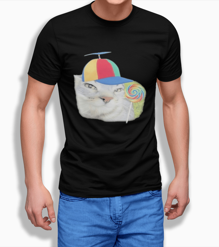 Silly Kitty Cat Candy Rainbow Cap Lollipop T-Shirt