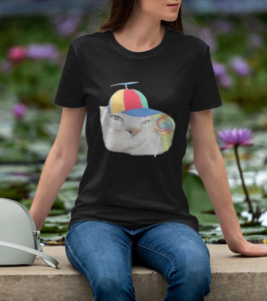 Silly Kitty Cat Candy Rainbow Cap Lollipop T-Shirt
