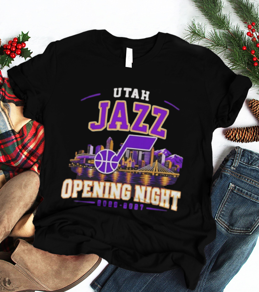 Utah Jazz NBA Opening Night 2026 2027 Skyline T-Shirt