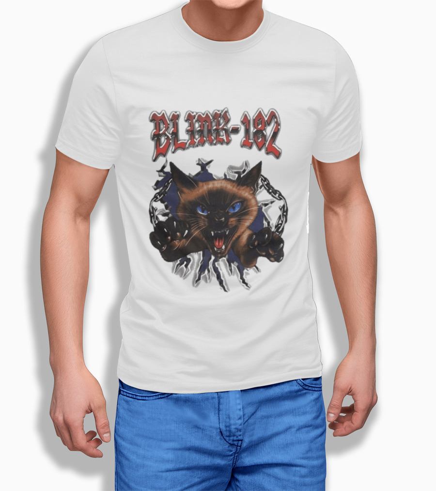 Blink 182 Cheshire Cat Angry Siamese Chain Breakout T-Shirt
