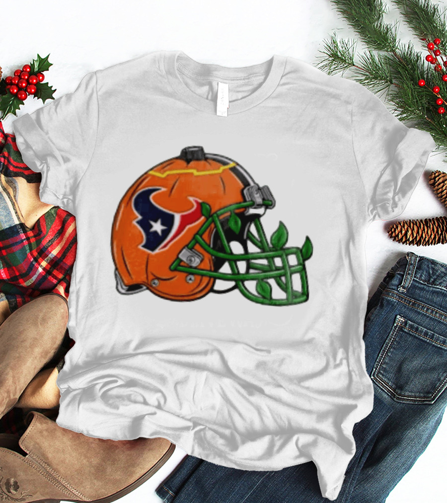Houston Texans Pumpkin Helmet Halloween Football Fan T-Shirt