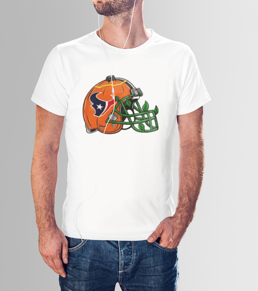 Houston Texans Pumpkin Helmet Halloween Football Fan T-Shirt