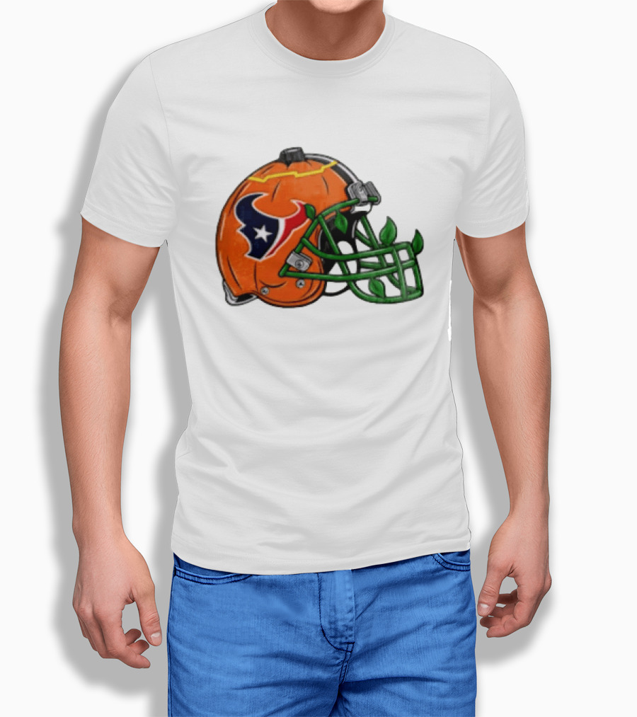 Houston Texans Pumpkin Helmet Halloween Football Fan T-Shirt