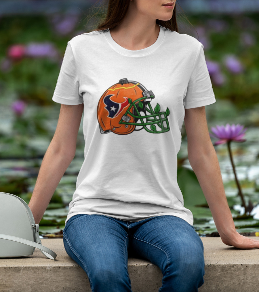 Houston Texans Pumpkin Helmet Halloween Football Fan T-Shirt