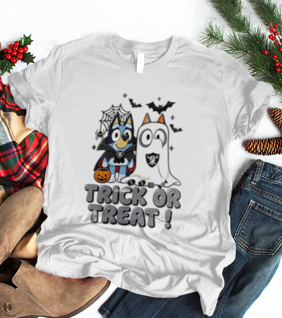 Las Vegas Raiders Bluey Trick Or Treat Halloween Costume Party T-Shirt