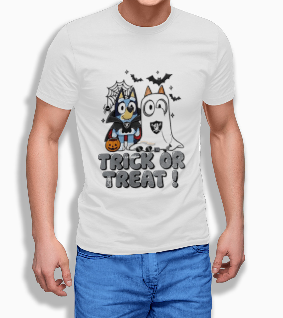 Las Vegas Raiders Bluey Trick Or Treat Halloween Costume Party T-Shirt