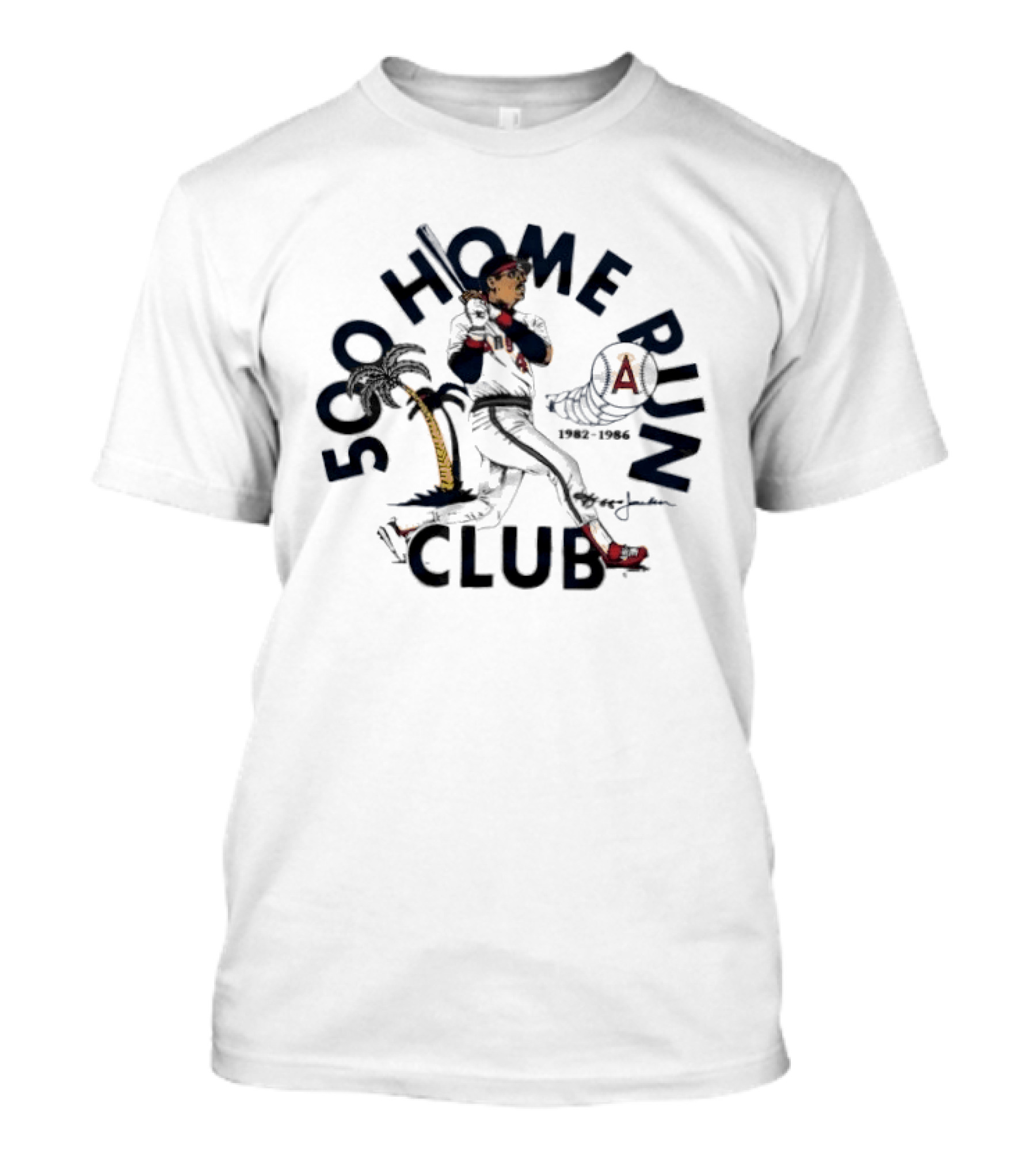 Los Angeles Angels Reggie Jackson 500 Home Run Club California 1982 T-Shirt