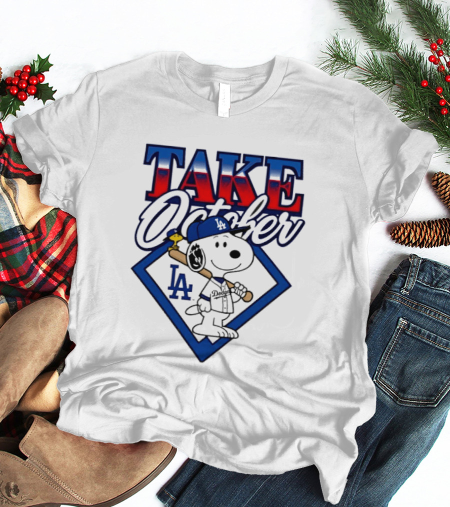 Los Angeles Dodgers Take October Snoopy Baseball Collaboration T-Shirt