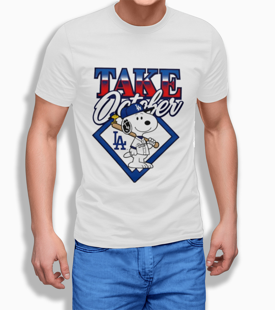 Los Angeles Dodgers Take October Snoopy Baseball Collaboration T-Shirt
