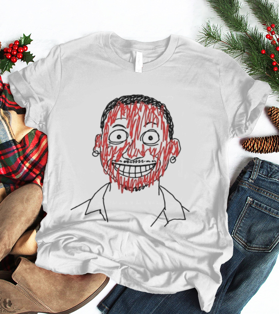 Night Lovell Store Scribble Ringer Nightmarish Grinning Face T-Shirt