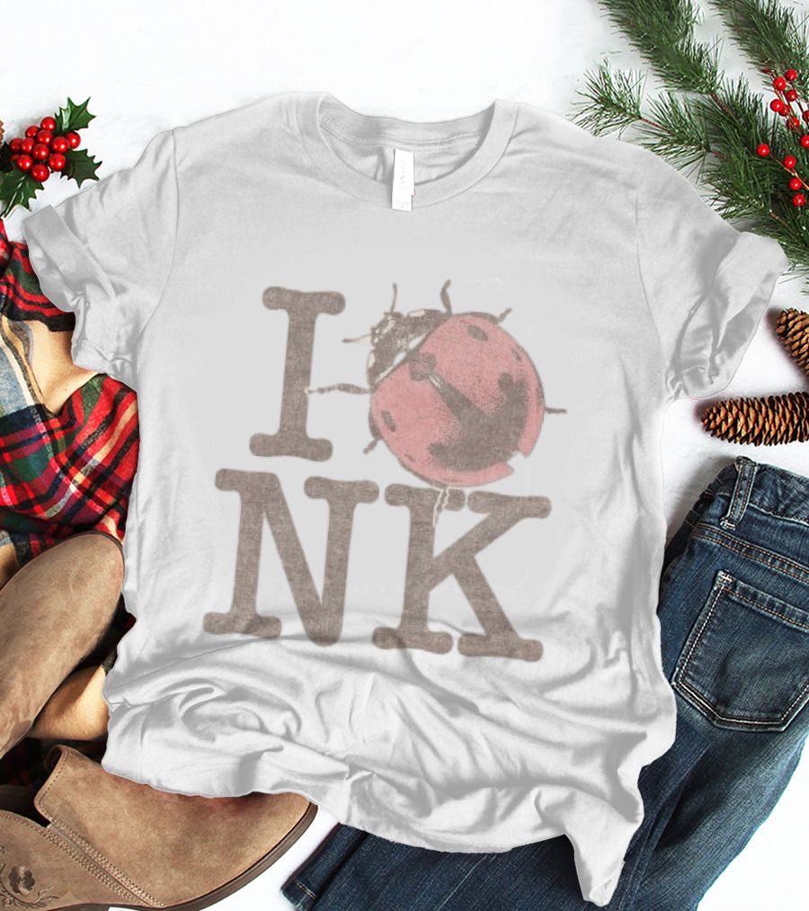 Noah Kahan Store I Love NK Pink Ladybug T-Shirt