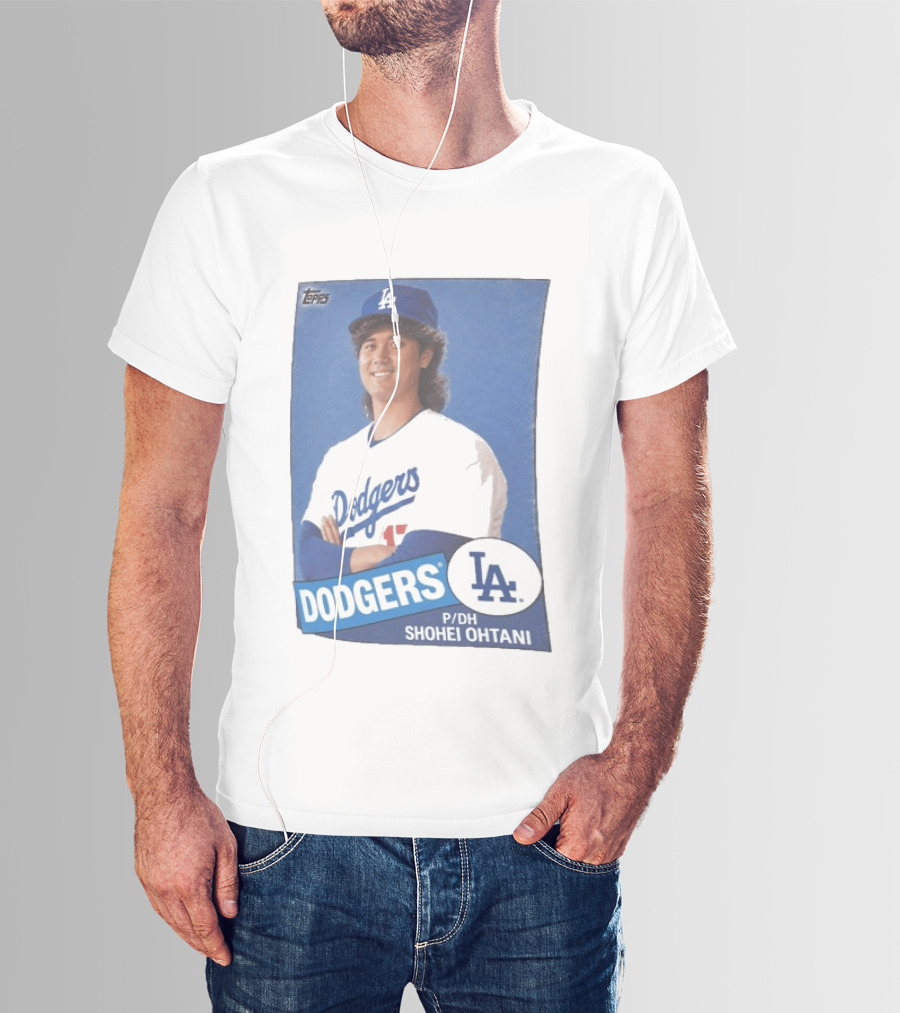 Shohei Ohtani Dodgers P/DH 80s Topps Los Angeles Baseball Card T-Shirt