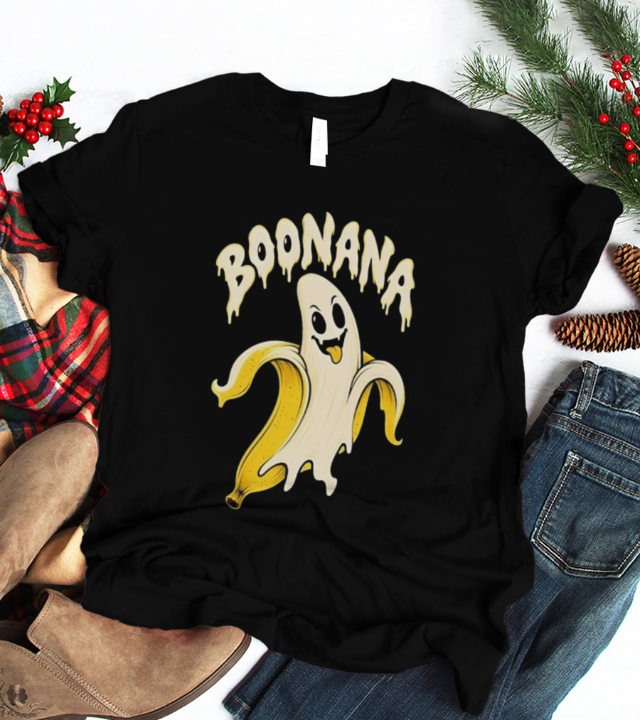 Boonana Spooky Ghost Pun Halloween Banana T-Shirt