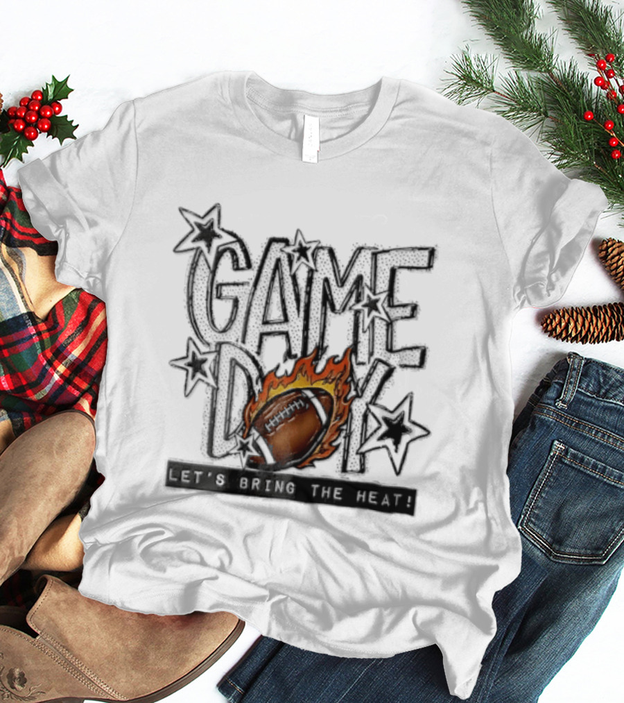 Game Day Football Let's Bring The Heat Flames Stars T-Shirt