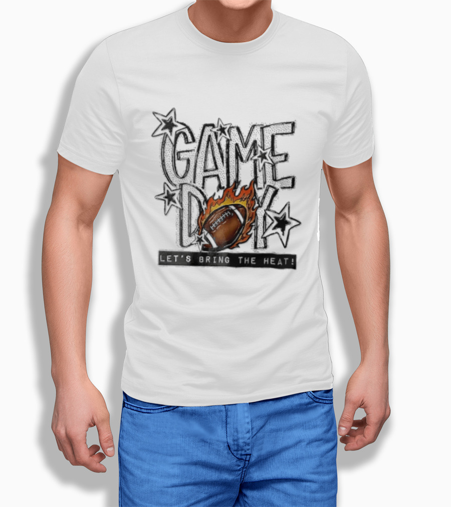 Game Day Football Let's Bring The Heat Flames Stars T-Shirt