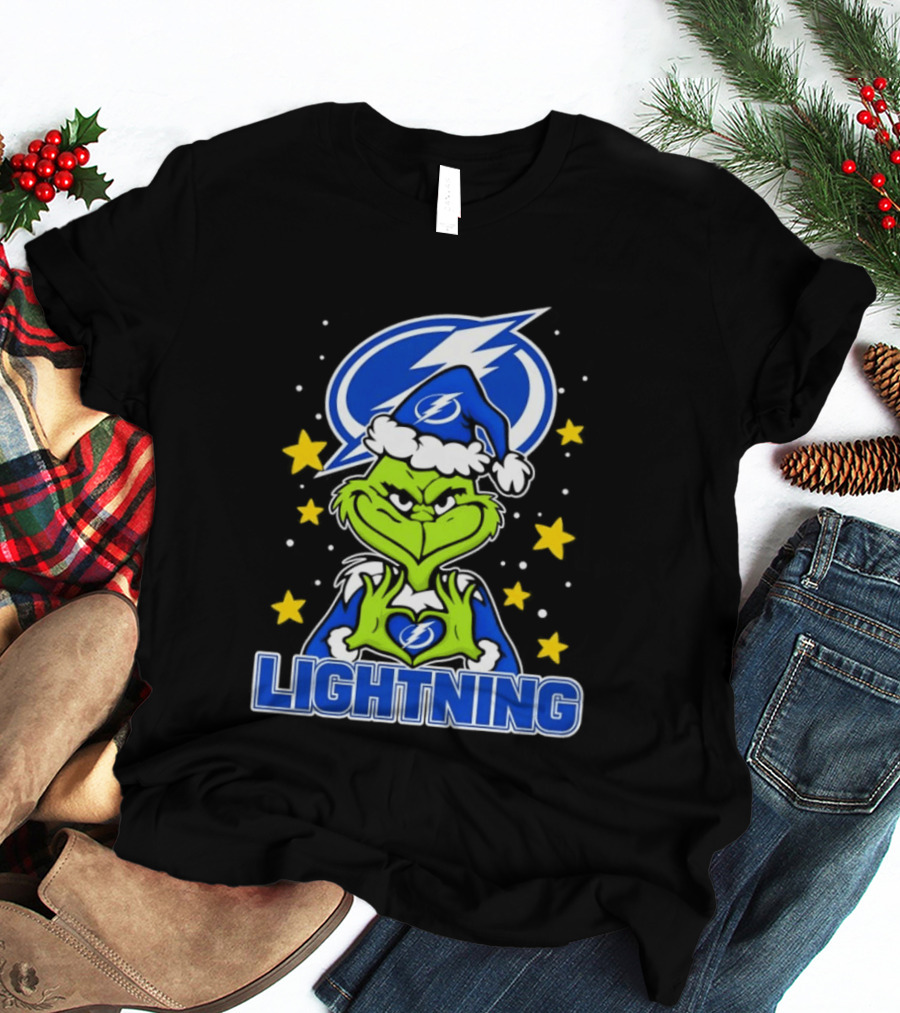Tampa Bay Lightning Christmas Grinch Holiday Fan T-Shirt