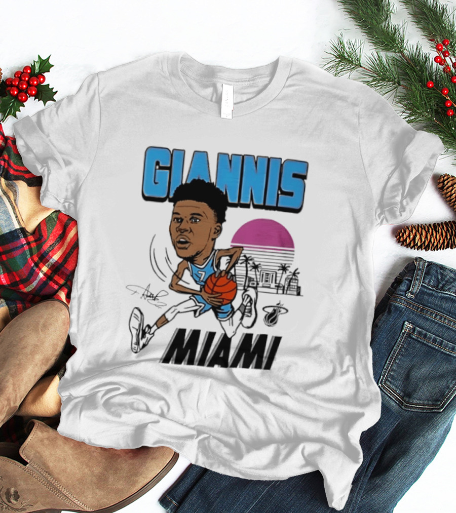 Giannis Antetokounmpo Vice City Miami Heat Caricature T-Shirt