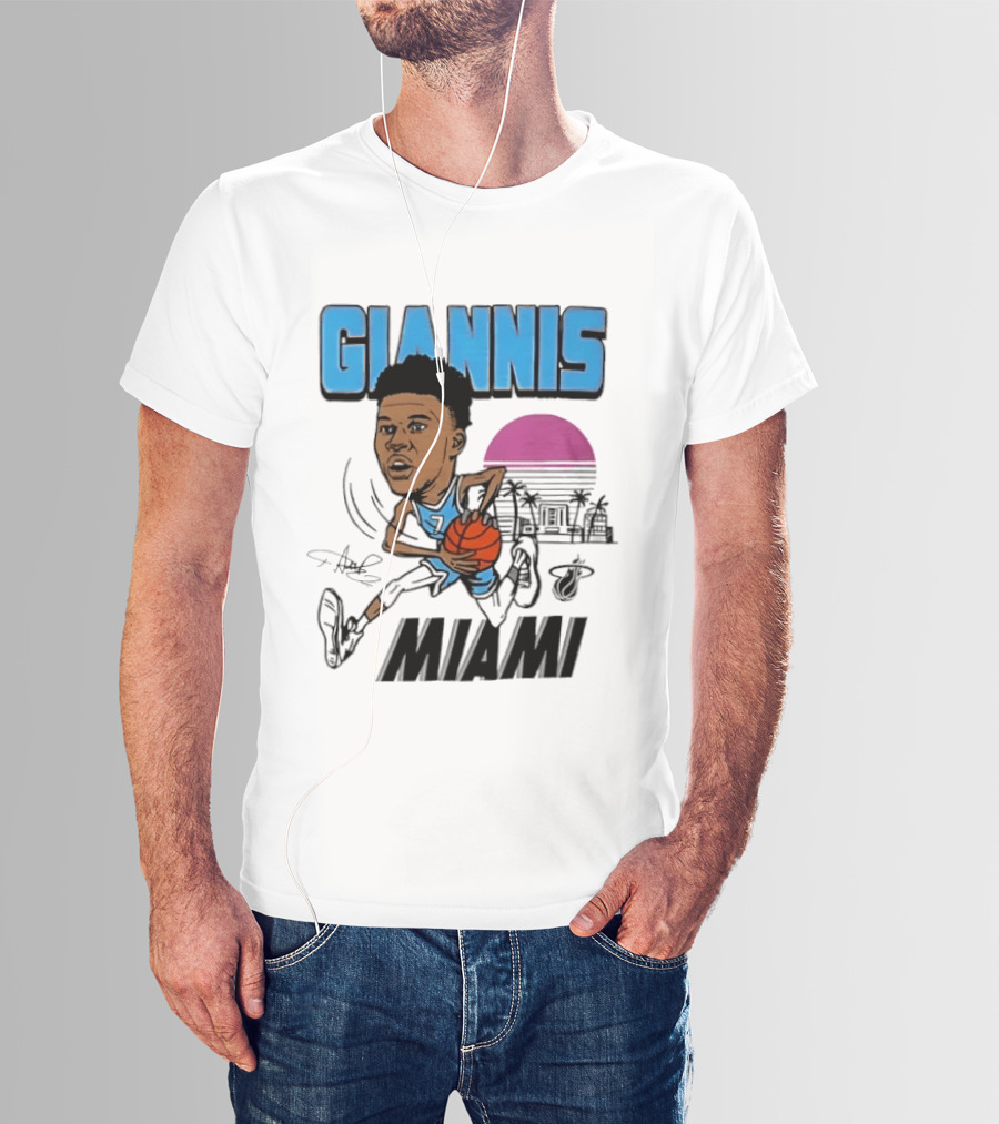 Giannis Antetokounmpo Vice City Miami Heat Caricature T-Shirt
