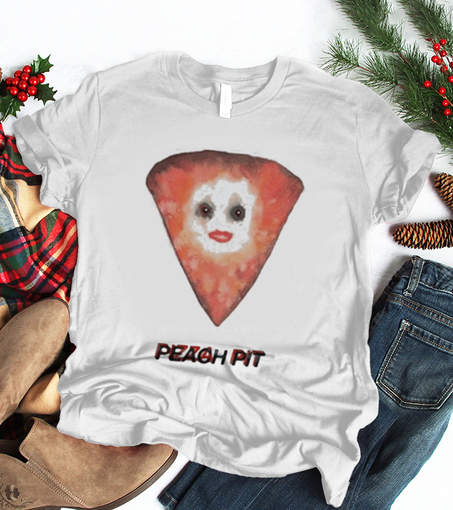Peach Pit Pizza Slice Clown Face T-Shirt