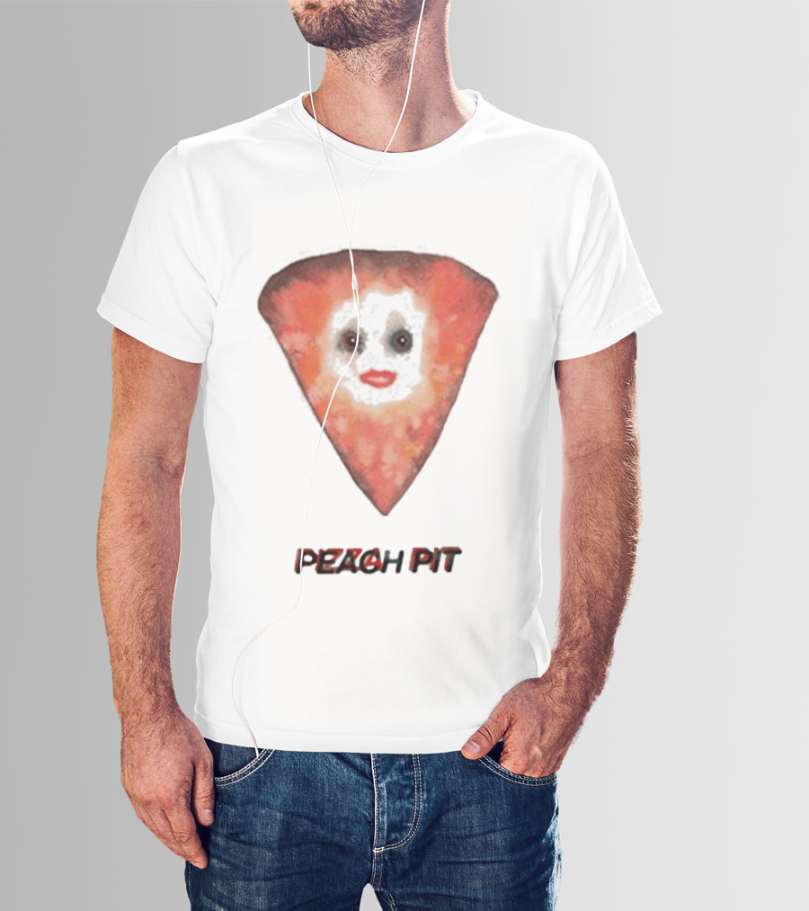 Peach Pit Pizza Slice Clown Face T-Shirt